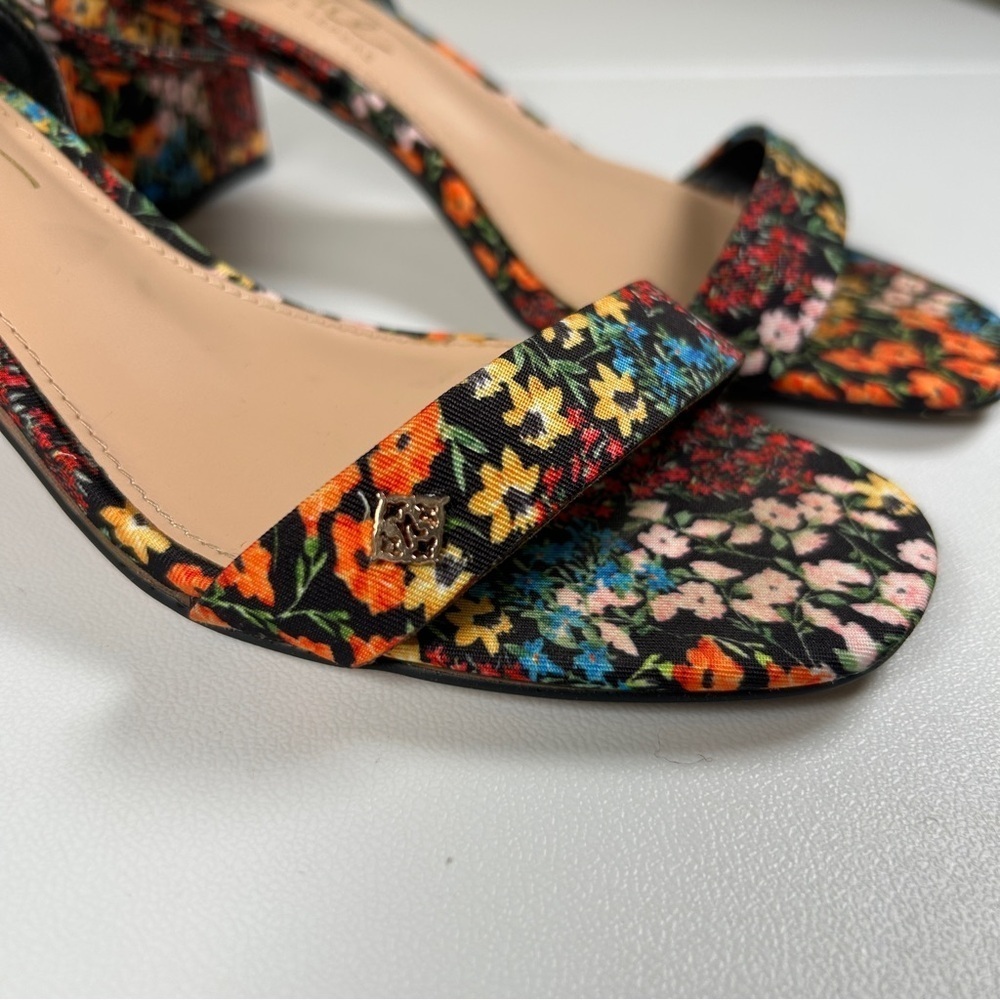 Nanette Lepore Clarissa Black Floral Heel Sandal 6M
